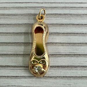 Vintage Gold Tone Ballet Slipper Charm